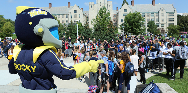 Rocky at Centennial Mall at an event