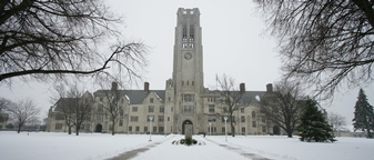 The University of Toledo scenic winter shot on the mall