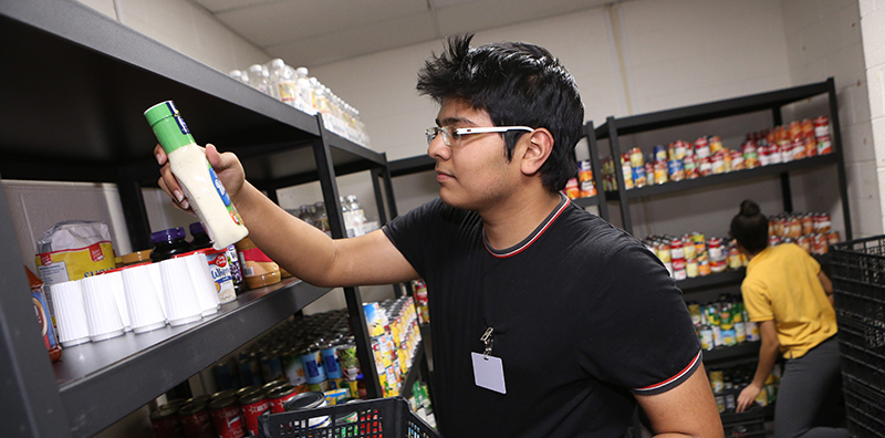 a student at the rocket fuel food pantry